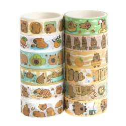 Zestaw taśm washi kapibara 1,5cmx2m 12szt - Dalprint