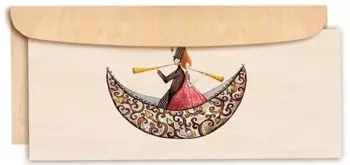 Karnet drewniany DL z drewnianą kopertą Ślub łódka - Cozywood