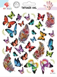 Tatuaże zmywalne dla dzieci Pióra motyle XXL - All4Kids