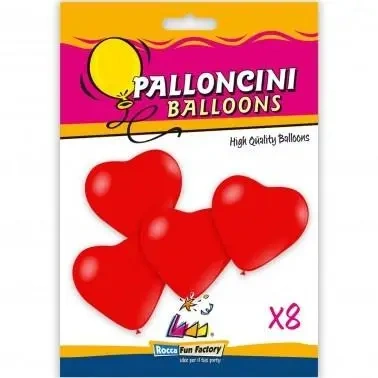 Balony serca czerwone 25cm 8szt - Super Power