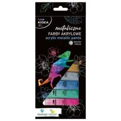 Farby akrylowe metaliczne 12x12ml KIDEA - DERFORM