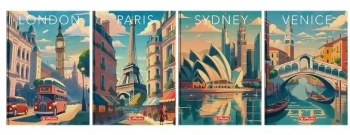 Brulion B5/160K kratka margines Retro City (4szt) - HERLITZ