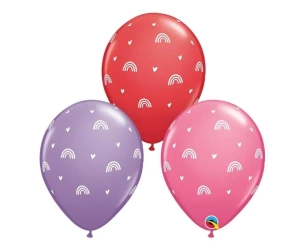 Balon z nadrukiem Boho Rainbows&Hearts 28cm 25szt - Godan