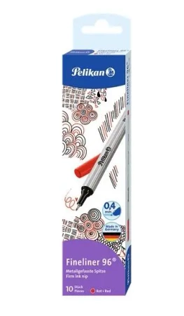 Cienkopis Fineliner 96 0,4mm czerwony (10szt) - PELIKAN