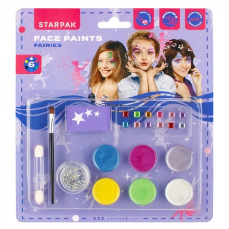 Farby do malowania twarzy 6 kolorów + brokat Fairy - STARPAK