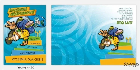 Karnet Young B6 + koperta wzór nr 020 Urodziny - Stamp
