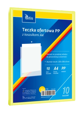 Teczka ofertowa A4 PP + 10 koszulek żółta - Tetis