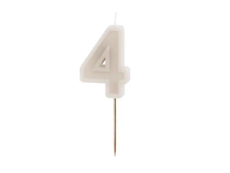 Świeczka urodzinowa 4 beż 6cm - PartyDeco