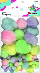 Pompony akrylowe mix kolorów pastelowych 60szt - Titanum