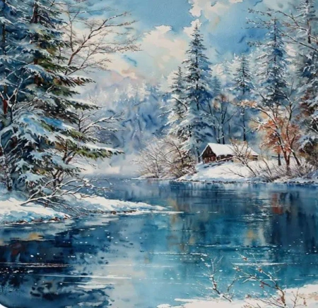 Diamentowa Mozaika Chata nad jeziorem Zima NO-2001711 - Norimpex