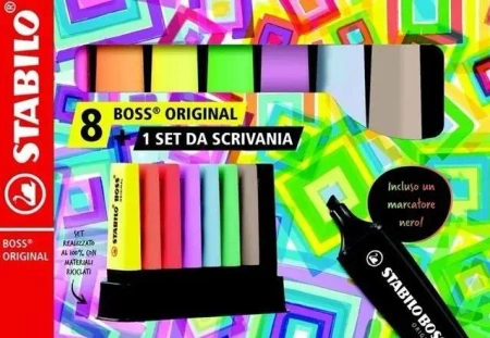 Zakreślacz Boss Original podstawka na biurko 8szt - Stabilo