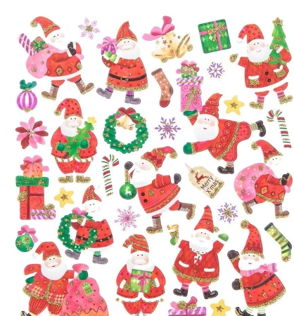 Naklejki z brokatem mikołaje 32szt - Dalprint dpCraft