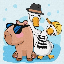 Malowanie po numerach - Kapibara i przyjaciele - Ideyka