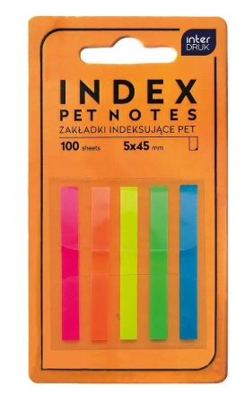 Zakładki indeksujące paski 5x45mm Pet neon - INTERDRUK