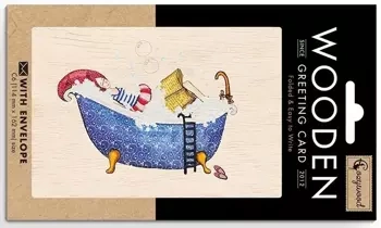 Karnet drewniany C6 + koperta Kobieta w kąpieli - Cozywood