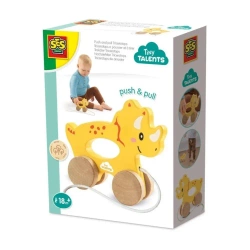 Pchaj i ciągnij 2w1 drewniany Triceratops - SES