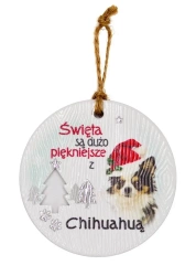 Zawieszka ceramiczna Boże Narodzenie Chihuahua - Kukartka
