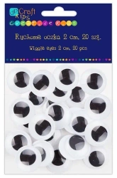 Samoprzylepne ruchome oczka 2cm 20szt - Dalprint dpCraft