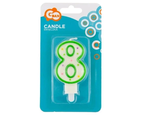 Świeczka cyfra 8 z kropeczkami 7.5cm - Godan