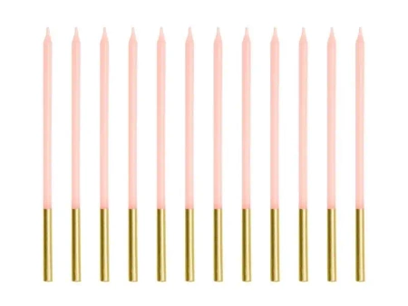 Świeczki urodzinowe gładkie różowe 14cm 12szt - PartyDeco