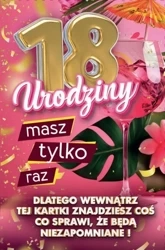 Karnet Urodziny z nakładką na butelkę 18 - YEKU