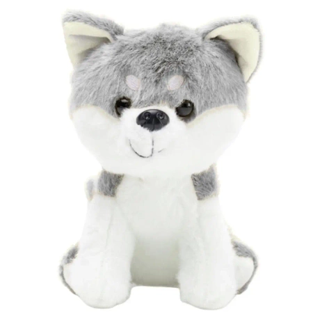 Wilk pluszowy biało-szary siedzący 20cm - Leantoys