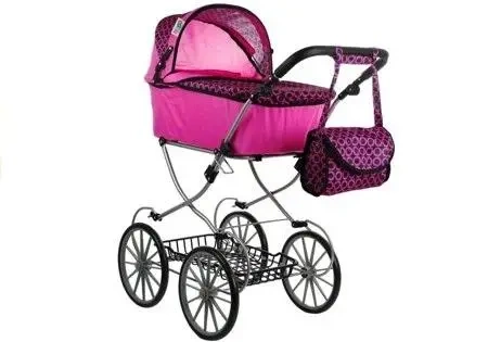 Wózek dla lalek Alice Retro z torbą - Leantoys