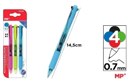 Długopis 4-kolorowy 0.7mm 3szt - MP Main Paper