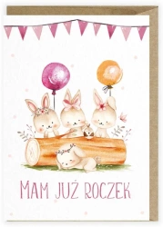 Kartka urodzinowa Roczek Zajączki K114 - Cardie