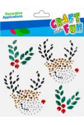 Ozdoba Dekoracyjna Samoprzylepne BoŻe Narodzenie KrysztaŁki Renifer Craft with Fun 501889