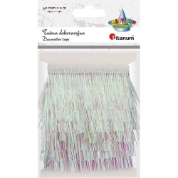 Taśma z frędzlami plastikowymi 40mm 1m biała - Titanum