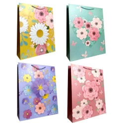 Torebka prezentowa XXL Kwiaty szerokie dno mix - Ju-Piter