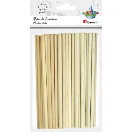 Drewniane patyczki ogkrągłe 5x160mm mix 50szt - Titanum