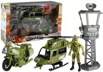 Zestaw militarny helikopter + wieża - Leantoys