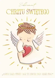 Karnet A5 Chrzest - Anioł z serduszkiem - Henry