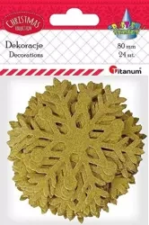 Naklejki papierowe płatki sniegu 24szt złote - Titanum