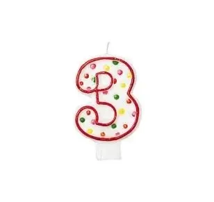 Świeczka cyferka 3 kropki 7,6cm - Amscan