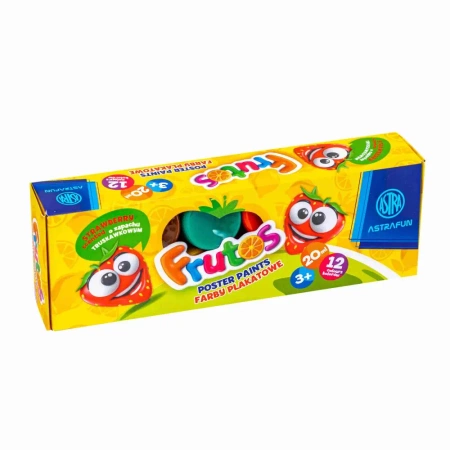 Farby plakatowe zapachowe Astra Frutos 12 kolorów po 20 ml - ASTRA art-pap