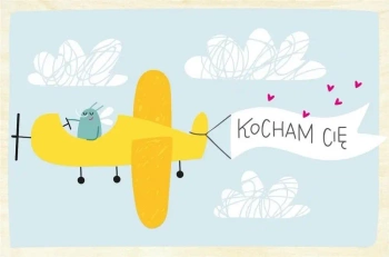 Drewniana kartka Walentynkowa- Już lecę, Kochanie - Milin