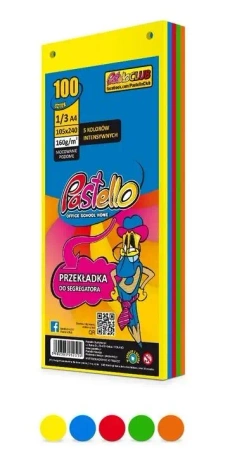 Przekładka do segregatora 1/3 A4 100K 5 kolorów - Alfa Pastello