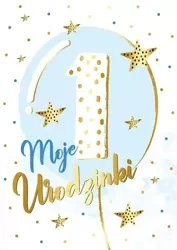 Karnet B6 PR-178 Roczek niebieski balon - Kukartka