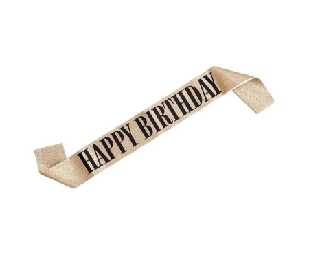 Szarfa Happy Birthday złota - Boland