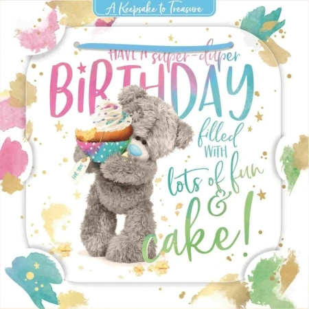 Karnet holograficzny 3D - Miś trzymający babeczkę - Carte Blanche Greetings Ltd.