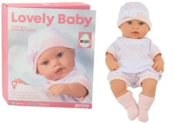 Lalka bobas w białej piżamce - Leantoys