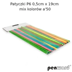 Patyczki drewniane kolorowe 50szt - Penword
