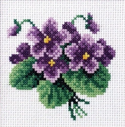 Haft krzyżykowy - Fiołki - Anex-bis