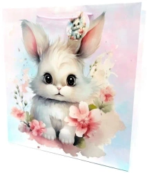 Torebka ozdobna matowa 35x37x12cm Króliczek - Fresh