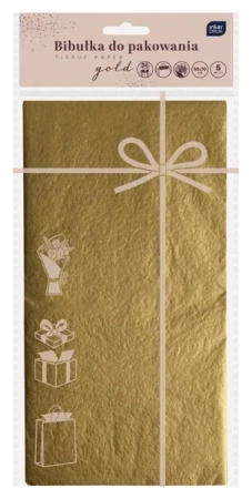 Bibułka do pakowania 50x70cm 5 arkuszy złota - INTERDRUK