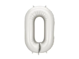 Balon foliowy cyfra 0 86cm srebrny - PartyDeco