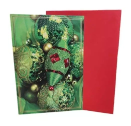 Karnet złoty Boże Narodzenie (zielone bombki) p5 Verte cena za 1szt